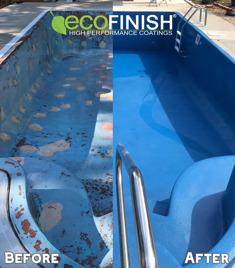 Balayage et application d'une nouvelle couche de finition pour une piscine comme neuve.